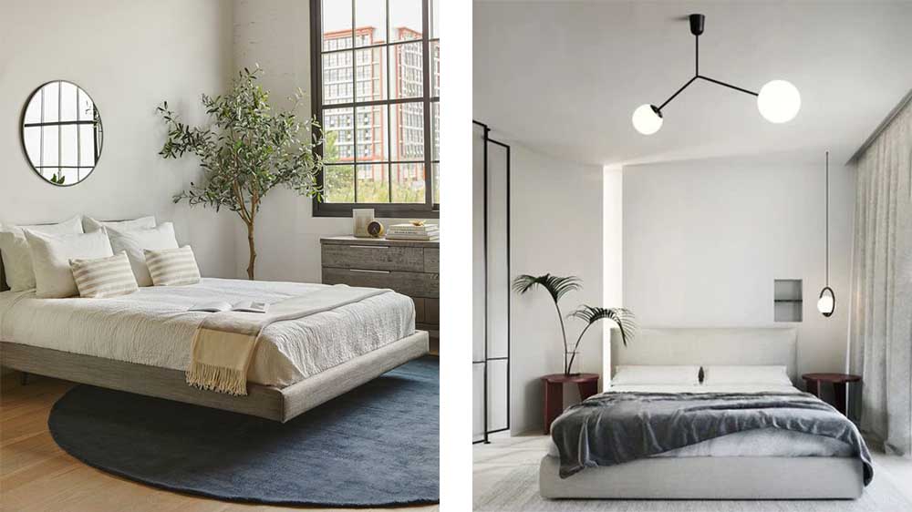 طراحی داخلی سبک مینیمالیست اتاق خواب ساده مونوکروم