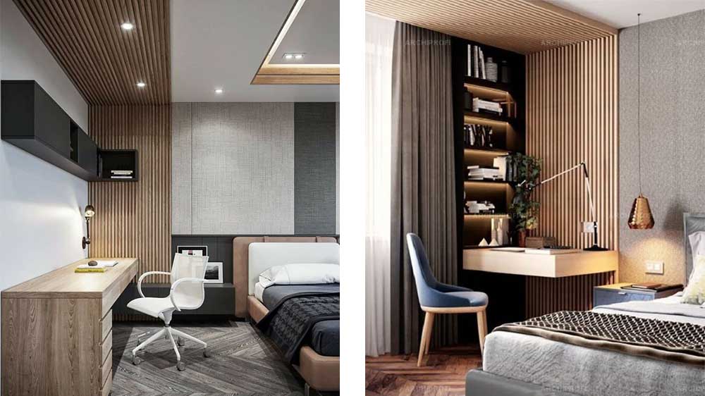 طراحی داخلی اتاق خواب مدرن میز تجریر ساده