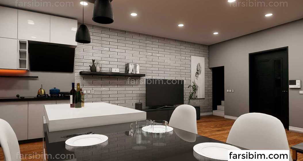 طراحی داخلی آشپزخانه و رندر