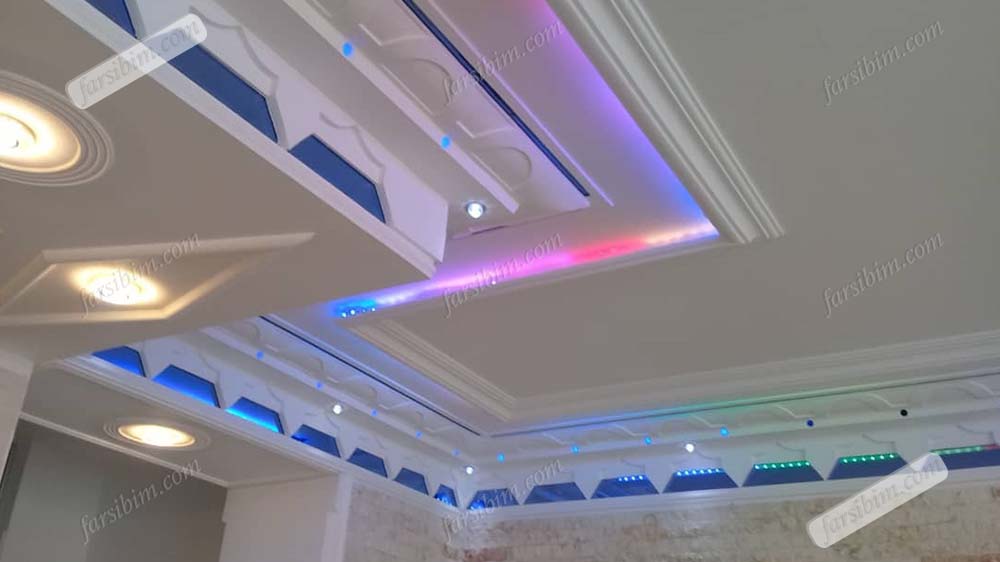 گچبری سقف دیوار رنگی نورمخفی