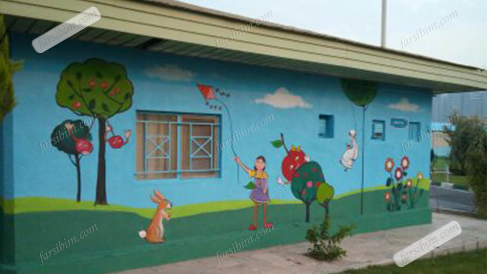 دیوار مهد کودک مدرسه نقاشی بازی رنگ