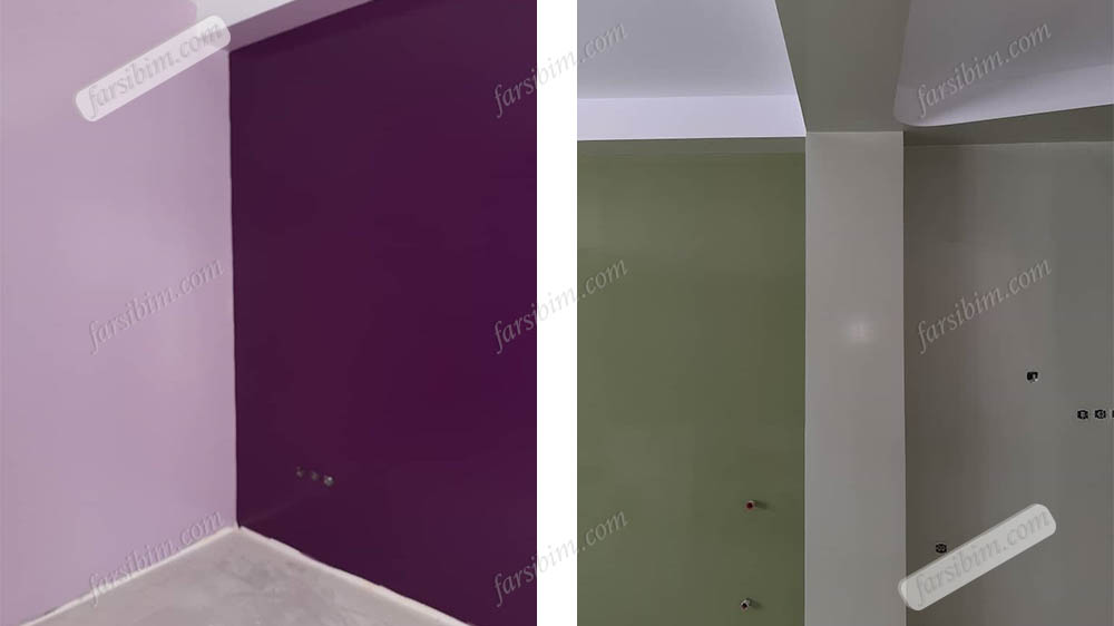 رنگ دیوار داخلی اتاق دو رنگ
